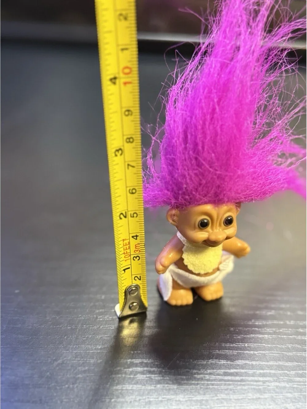 Russ Vintage Mini Troll Doll Purple Hair White Diaper Bib Item 18345